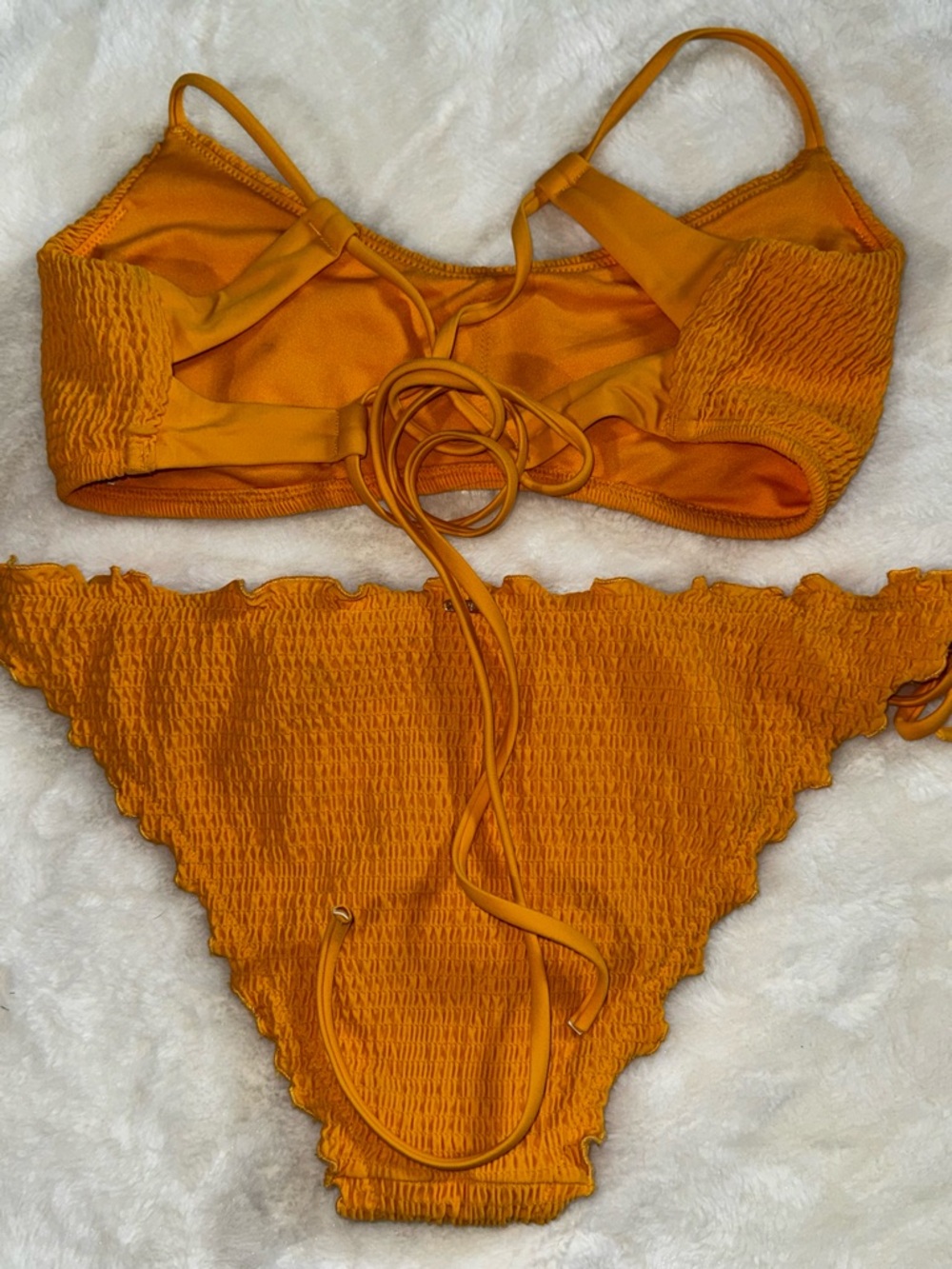 Hollister Swim Yellow Smocked Bikini Top with Logo - Picture 3 of 3